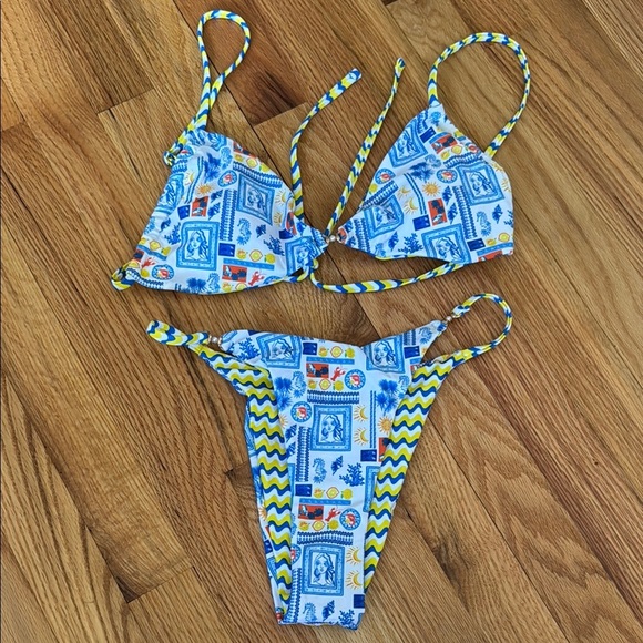 SHEIN Italian summer coastal bikini NWT - Picture 2 of 5